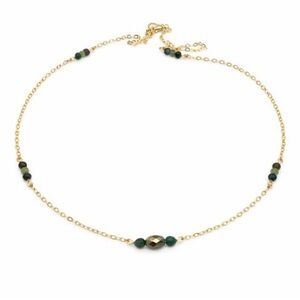 #1128 S925 14k Gold Plated Emerald and Hematite Necklace